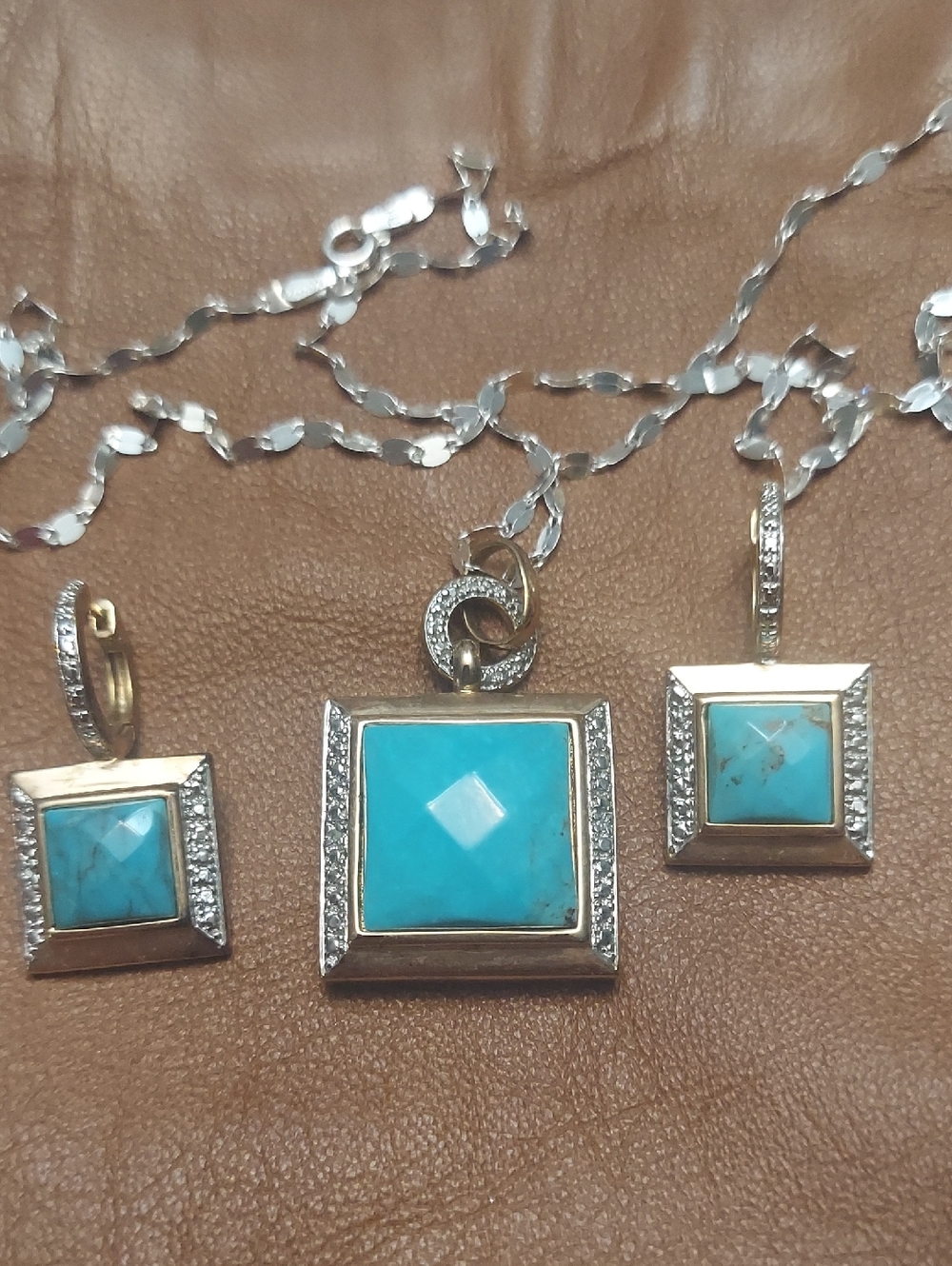 Turqouise Set Sterling Silver /W Gold